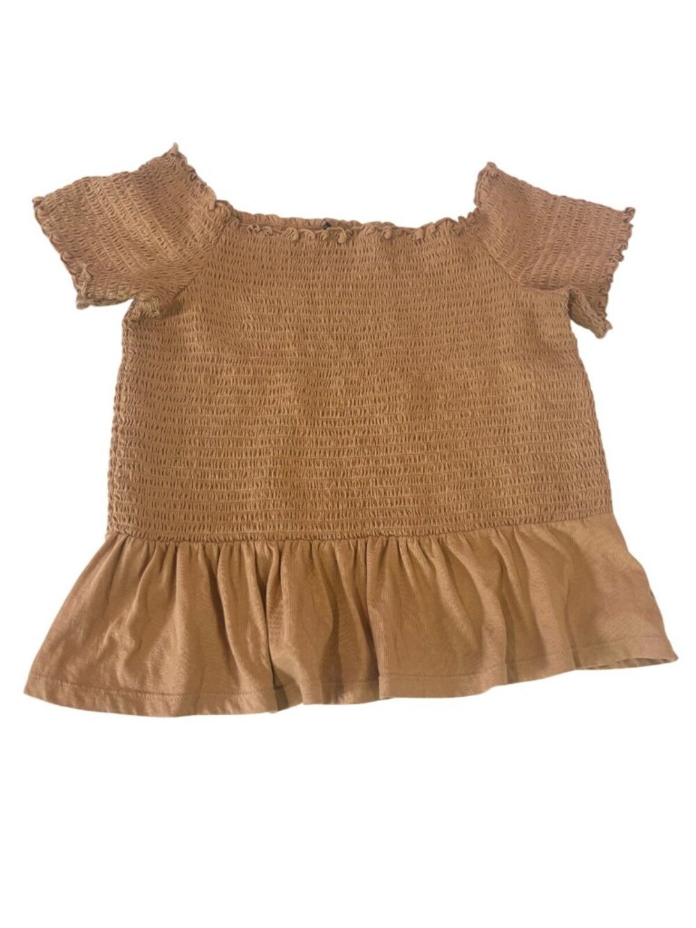 American Eagle Boho Off the Shoulder Mustard Yellow Peasant Ruffle Blouse XL
